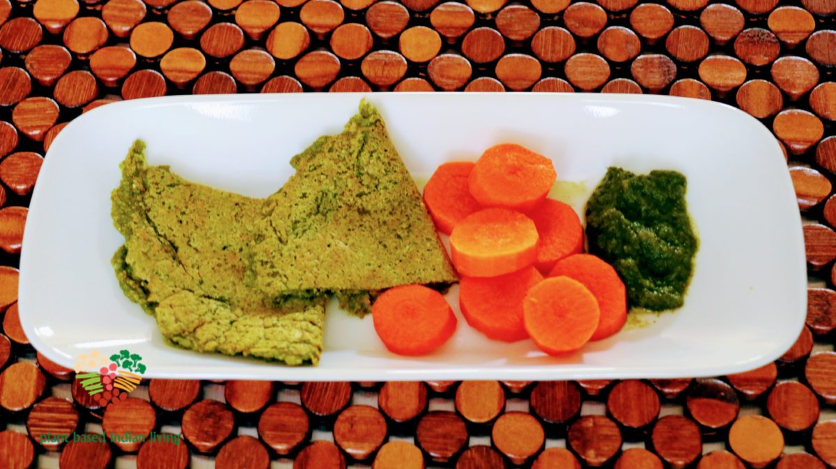 Oats and Quinoa Cheela/Crepe with Spinach
