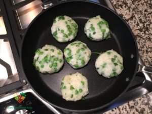 Potato Pea Cakes on Pan