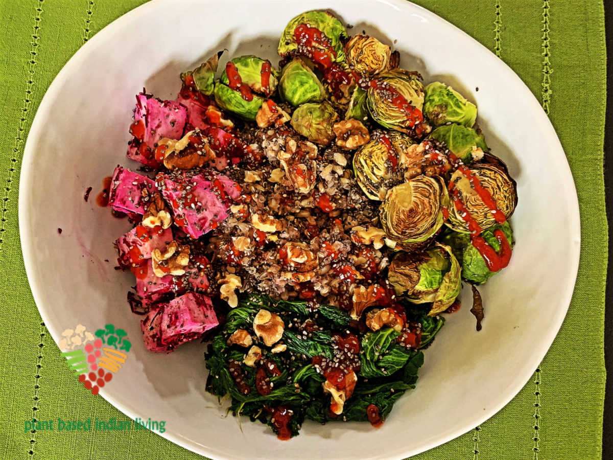 Salad Bowl with Tofu and Brussels Sprouts